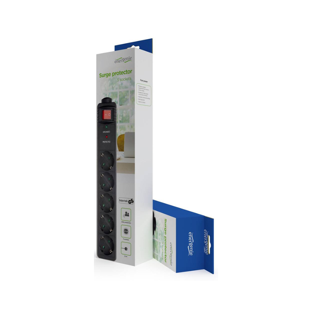 TOMADA PROTECÇÃO , 5 TOMADAS, 4,5MTS , PRETA - Image 2