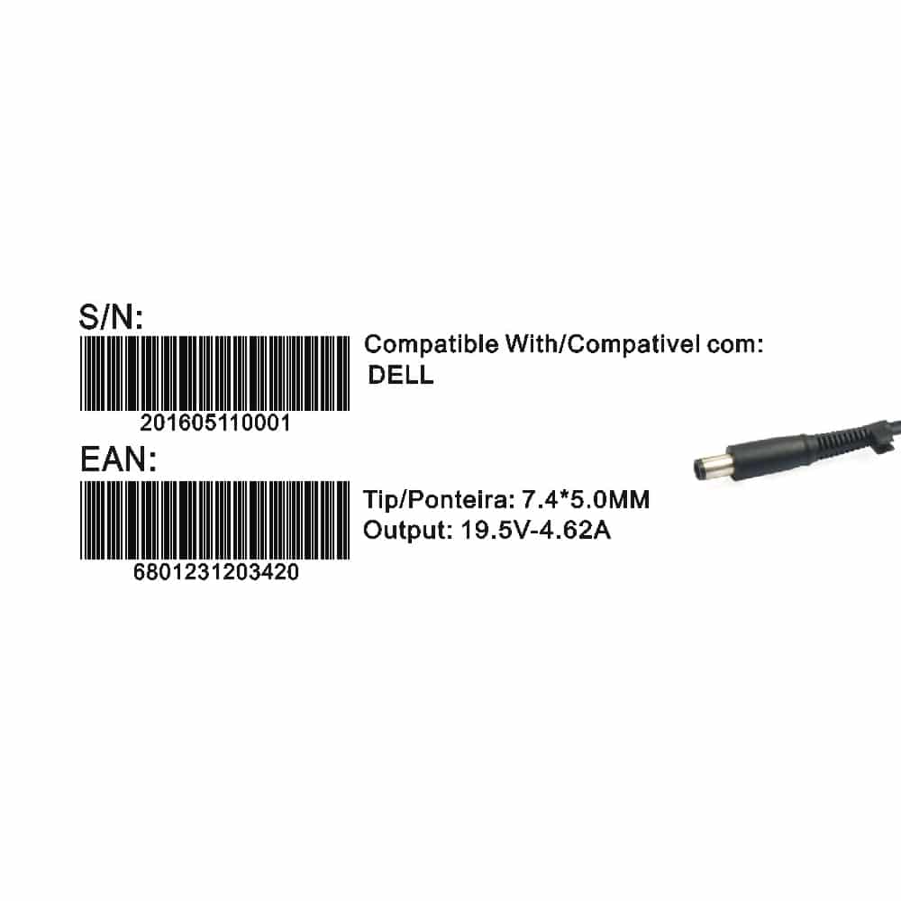 Transformador Compativel 2HIX Dell 19.5V 4.62A Tip 7.4*5.0 - Image 3