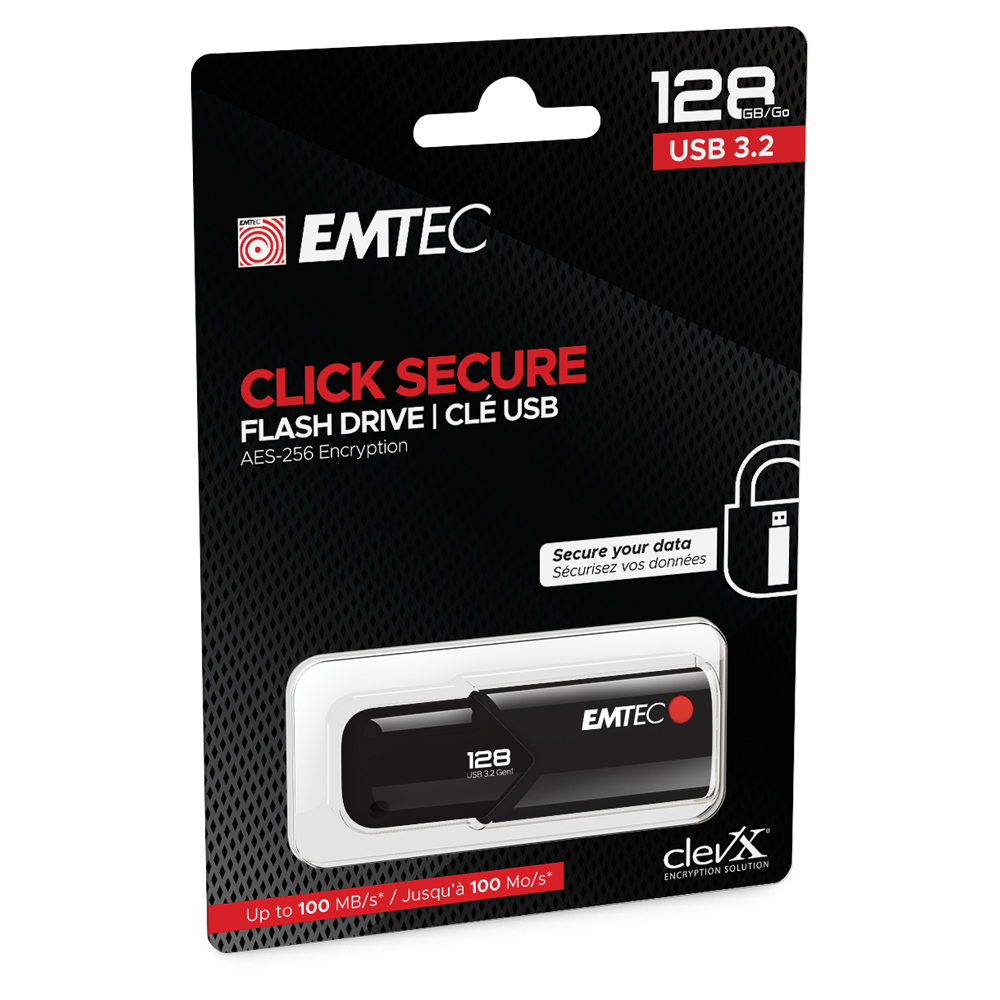 Pen Drive Emtec B120 128GB Click Secure Usb 3.2
