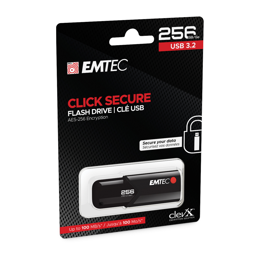 Pen Drive Emtec B120 256GB Click Secure Usb 3.2
