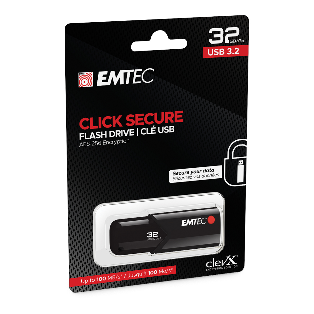 Pen Drive Emtec B120 32GB Click Secure Usb 3.2