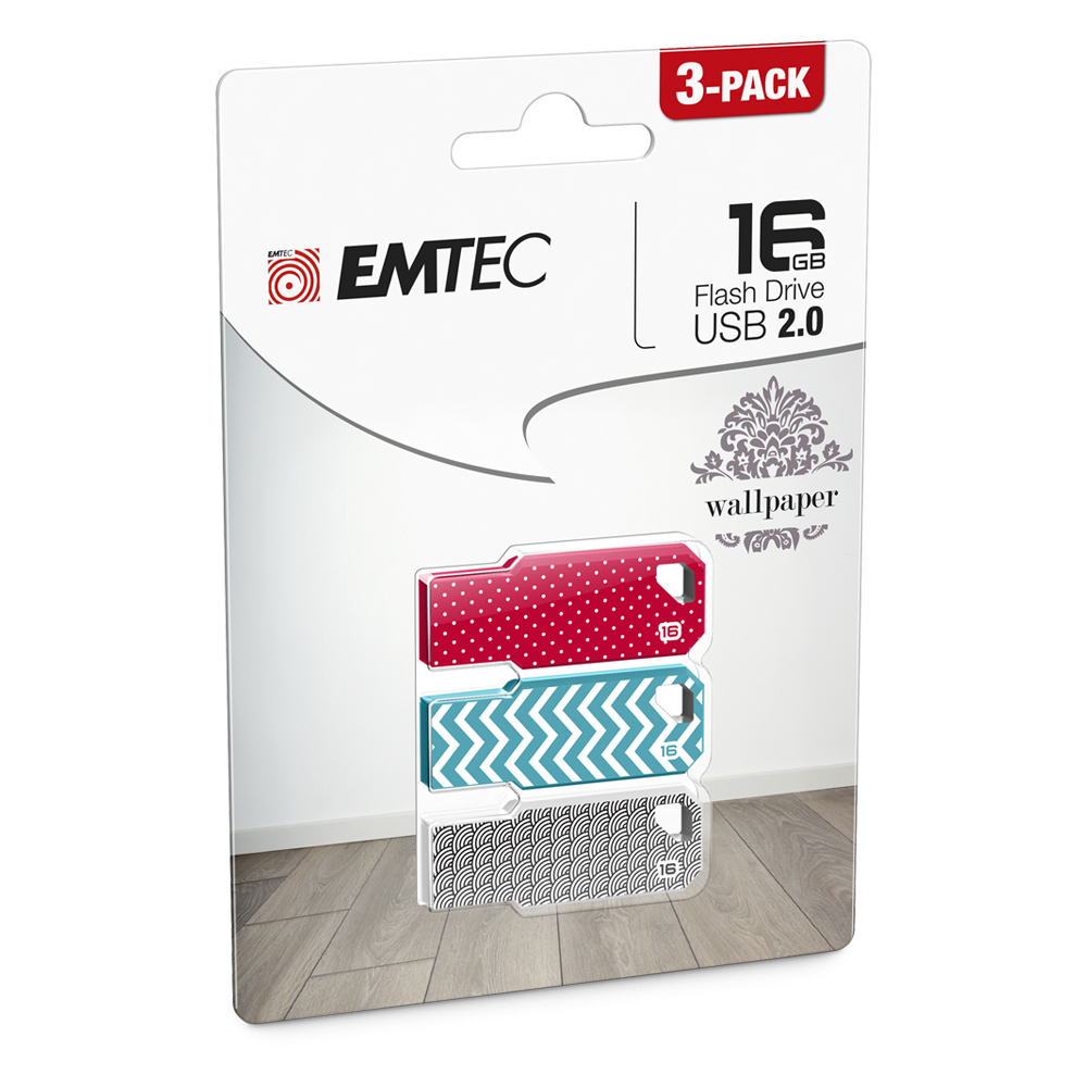 Pen Drive Emtec M750 WallPaper 16GB Pack 3Uni Usb 2.0