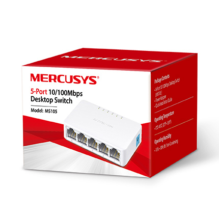 Switch Rede MERCUSYS 5Portas 10 100Mbps 1