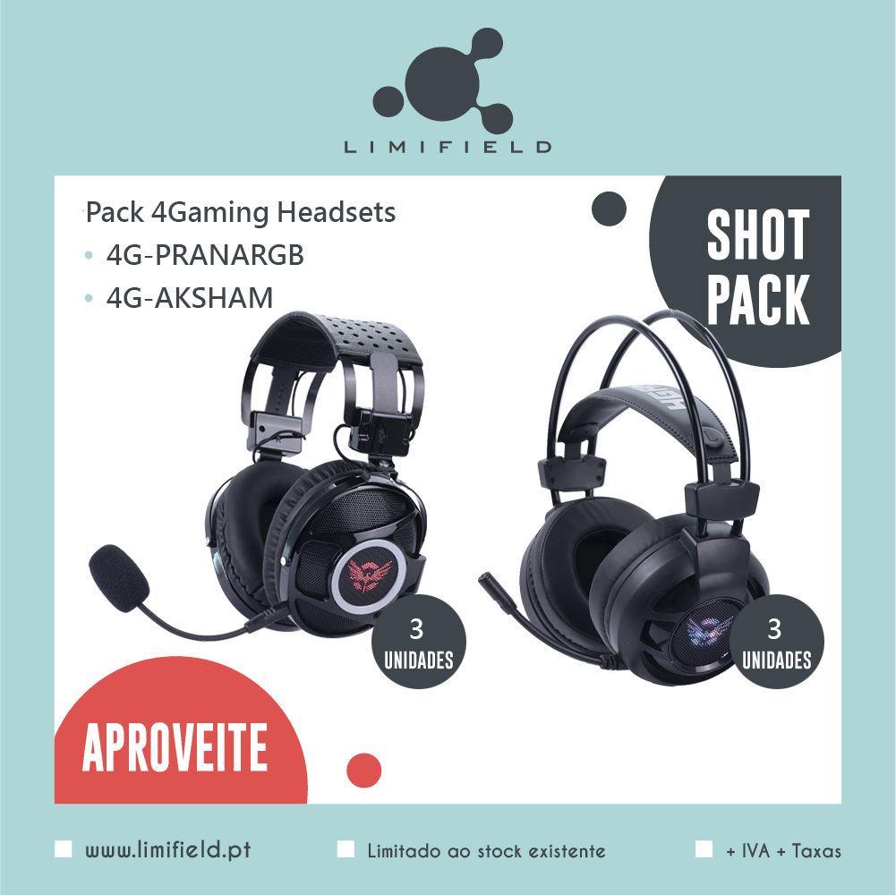 Shot Pack 4Gaming Headset – Auscultadores Gaming 4GAMING Prana RGB 7.1 + Auscultadores Gaming 4GAMING AKSHAM 7.1 Usb