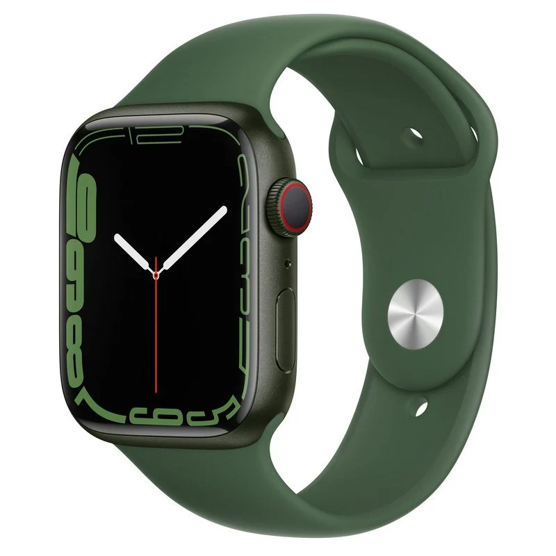 Apple Watch Series 7 GPS 45 mm Caixa de Alumínio em Verde Correia desportiva Verde Trebol