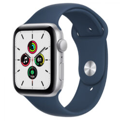 Apple Watch SE GPS Celular 44 mm Caixa de Alumínio em Prateado Correia Desportiva Azul Abismo
