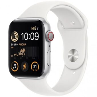 Apple Watch SE GPS Celular 44mm Caixa de Alumínio em Prateado Correia Desportiva Branco