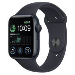 Apple Watch SE GPS Celular 44mm Caixa de Alumínio em Preto Meia Noite Correia Desportiva Preto Meia Noite