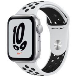 Apple Watch SE Nike GPS 44 mm Caixa de Alumínio em Prateado Correia Desportiva Nike Platina Preto