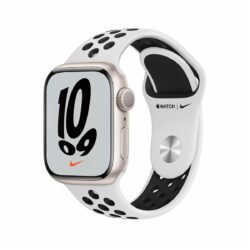 Apple Watch Series 7 Nike GPS 41 mm Caixa de Alumínio em Branco Estrela Correia Desportiva Nike Preto Platino