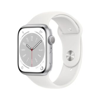 Apple Watch Series 8 GPS 45mm Caixa de Alumínio Prateado Correia Desportiva Branca