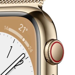 Apple Watch Series 8 GPS Celular 41mm Caixa de Aço Inoxidável Dourado Correia Milanesa Loop Dourada
