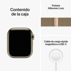 Apple Watch Series 8 GPS Celular 41mm Caixa de Aço Inoxidável Dourado Correia Milanesa Loop Dourada