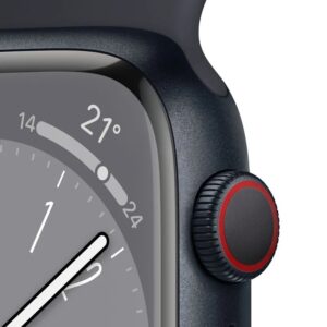 Apple Watch Series 8 GPS Celular 41mm Caixa de Alumínio em Preto MeiaNoite Correia Desportiva Preto MeiaNoite