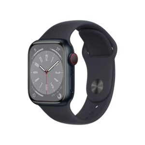 Apple Watch Series 8 GPS Celular 41mm Caixa de Alumínio em Preto MeiaNoite Correia Desportiva Preto MeiaNoite