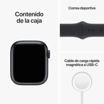 Apple Watch Series 8 GPS Celular 41mm Caixa de Alumínio em Preto MeiaNoite Correia Desportiva Preto MeiaNoite