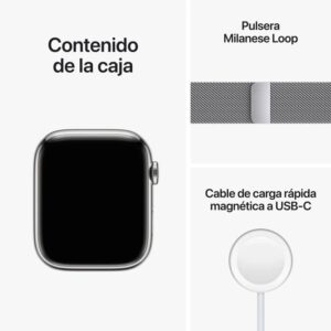 Apple Watch Series 8 GPS Celular 45mm Caixa de Aço Inoxidable Prateado Correia Milanesa Loop Prateada