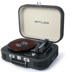 Gira-Discos MUSE MT-201 Bluetooth USB 33-45-78 RPM Mala Cinza Escuro