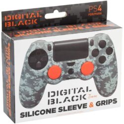 Capa em Silicone + Grips FR-TEC Pixel Black Camo para Comando PS4 Cinza