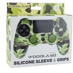 Capa em Silicone + Grips FR-TEC Woodland Camuflagem para Comando PS4 Verde