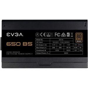 Fonte Alimentação EVGA 650 B5 650W Ventoinha 13cm 80 Plus Bronze