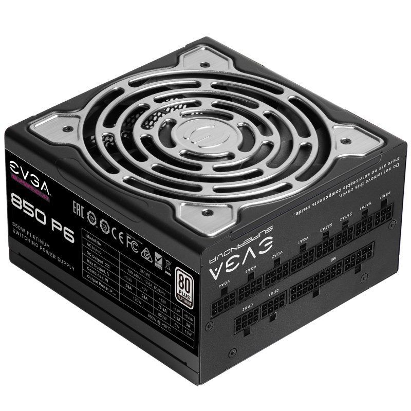 Fonte Alimentação EVGA SuperNova 850 P6 850W Ventoinha 13.5cm 80 Plus Platinum