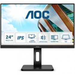 Monitor AOC 24 Ips 23.8 Full HD Vga Dvi Hdmi Dp Usb Multimédia Tem Pivot Preto