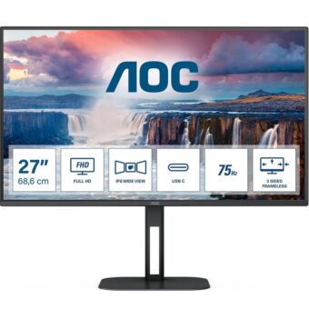 Monitor AOC 27 Ips 169 Full HD Hdmi Usb-C Multimédia Preto