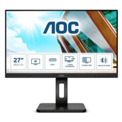 Monitor AOC 27 Ips UHD 4K Hdmi Dp Usb-C Multimédia Pivot Preto