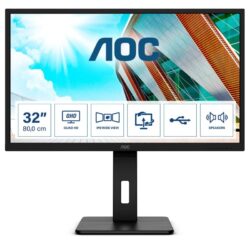 Monitor AOC 32 Ips 31.5 169 QHD Hdmi Dp Usb Multimédia - Preto