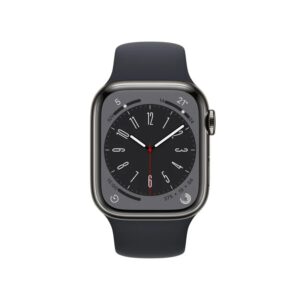 Apple Watch Series 8 GPS Celular 41mm Caixa em Aço Inoxidável Cinza Correia Desportiva Preta