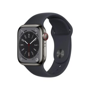 Apple Watch Series 8 GPS Celular 41mm Caixa em Aço Inoxidável Cinza Correia Desportiva Preta