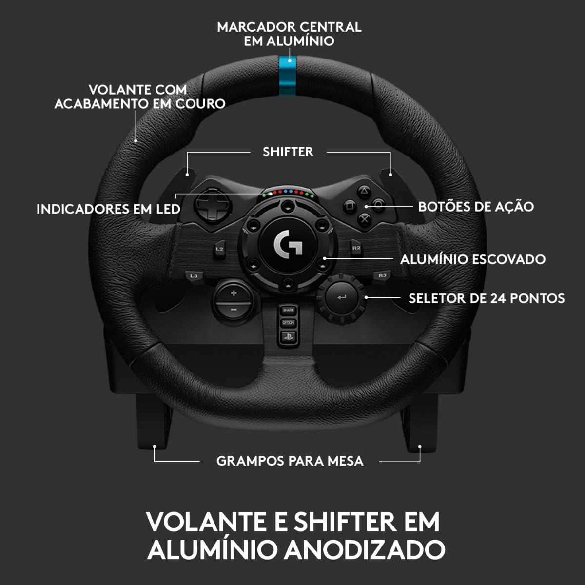 Logitech Pack G923 Volante e Pedais para PS4/PS5/PC + Driving Force Shifter