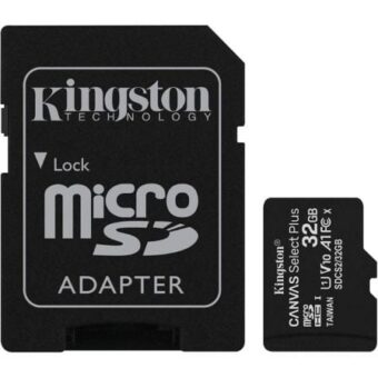 Micro SD Kingston CANVAS Select Plus 32Gb microSD HC com Adaptador Clasee 10 100MBs