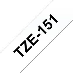 Fita Compatível Brother TZe151 Laminada Texto Preto em Fundo Transparente 24mm x 8 metros
