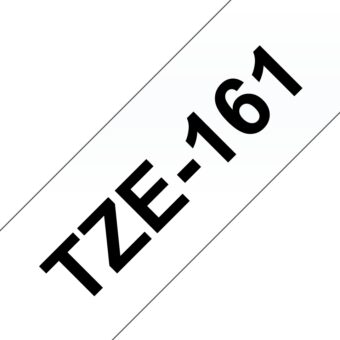 Fita Compatível Brother TZe161 Laminada Texto Preto em Fundo Transparente 36mm x 8 metros