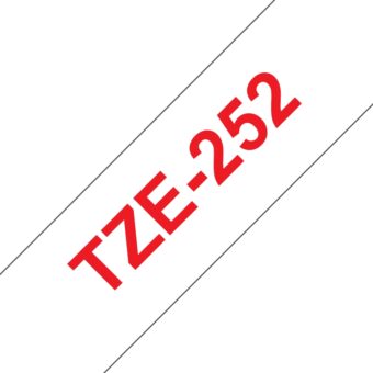 Fita Compatível Brother TZe252 Laminada Texto Vermelho em Fundo Branco 24mm x 8 metros