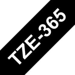 Fita Compatível Brother TZe365 Laminada Texto Branco em Fundo Preto 36mm x 8 metros