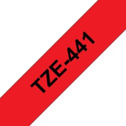 Fita Compatível Brother TZe441 Laminada Texto Preto em Fundo Vermelho 18mm x 8 metros