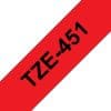 Fita Compatível Brother TZe451 Laminada Texto Preto em Fundo Vermelho 24mm x 8 metros