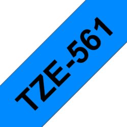 Fita Compatível Brother TZe561 Laminada Texto Preto em Fundo Azul 36mm x 8 metros