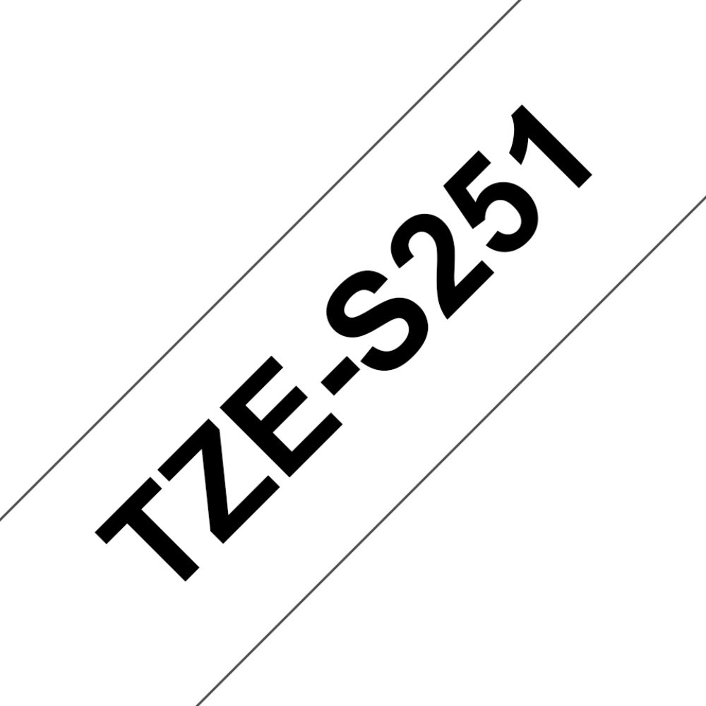 Fita Original Brother TZeS251 Laminada Super Adesiva Texto Preto em fundo Branco 24mm x 8 metros - Image 2