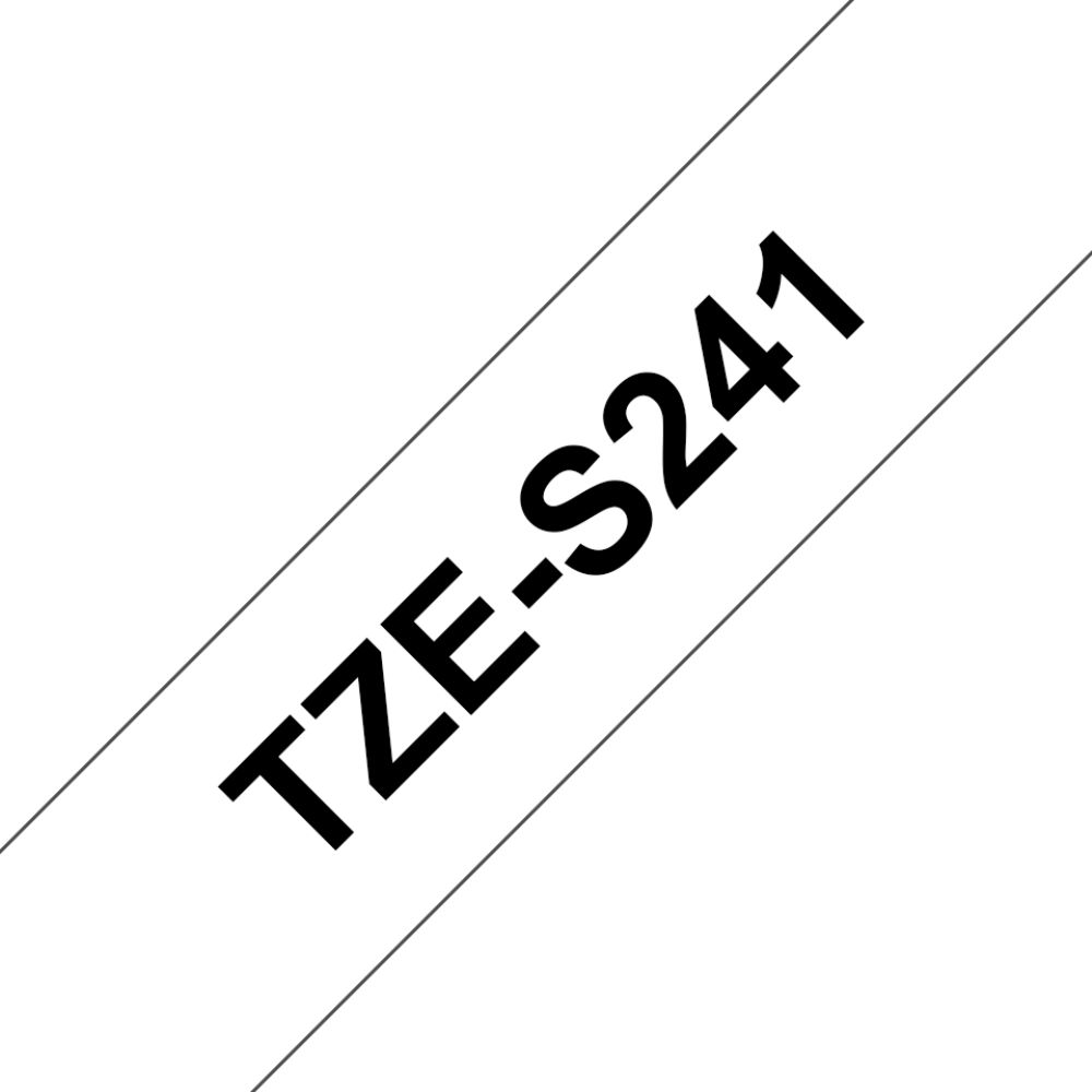 Fita Original Brother TZeS241 Laminada Super Adesiva Texto Preto em fundo Branco 18mm x 8 metros - Image 2
