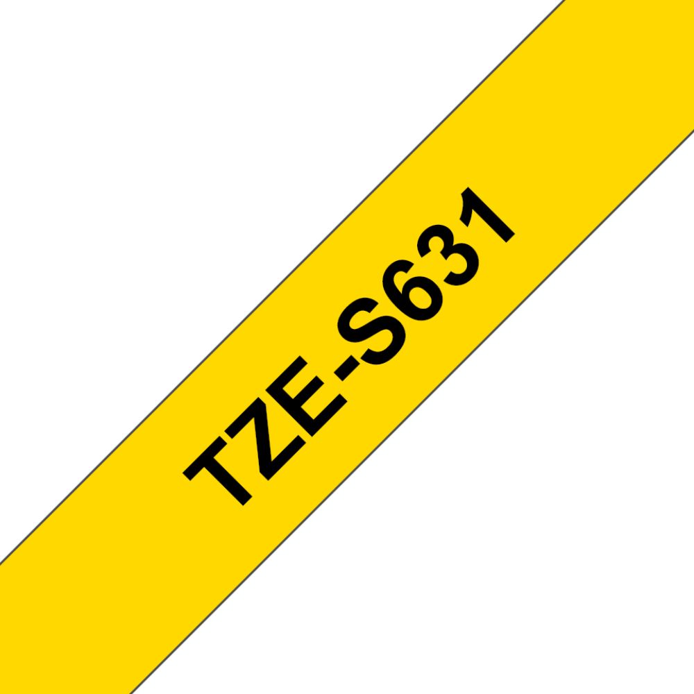 Fita Original Brother TZeS631 Laminada Super Adesiva Texto Preto em Fundo Amarelo 12mm x 8 metros - Image 2