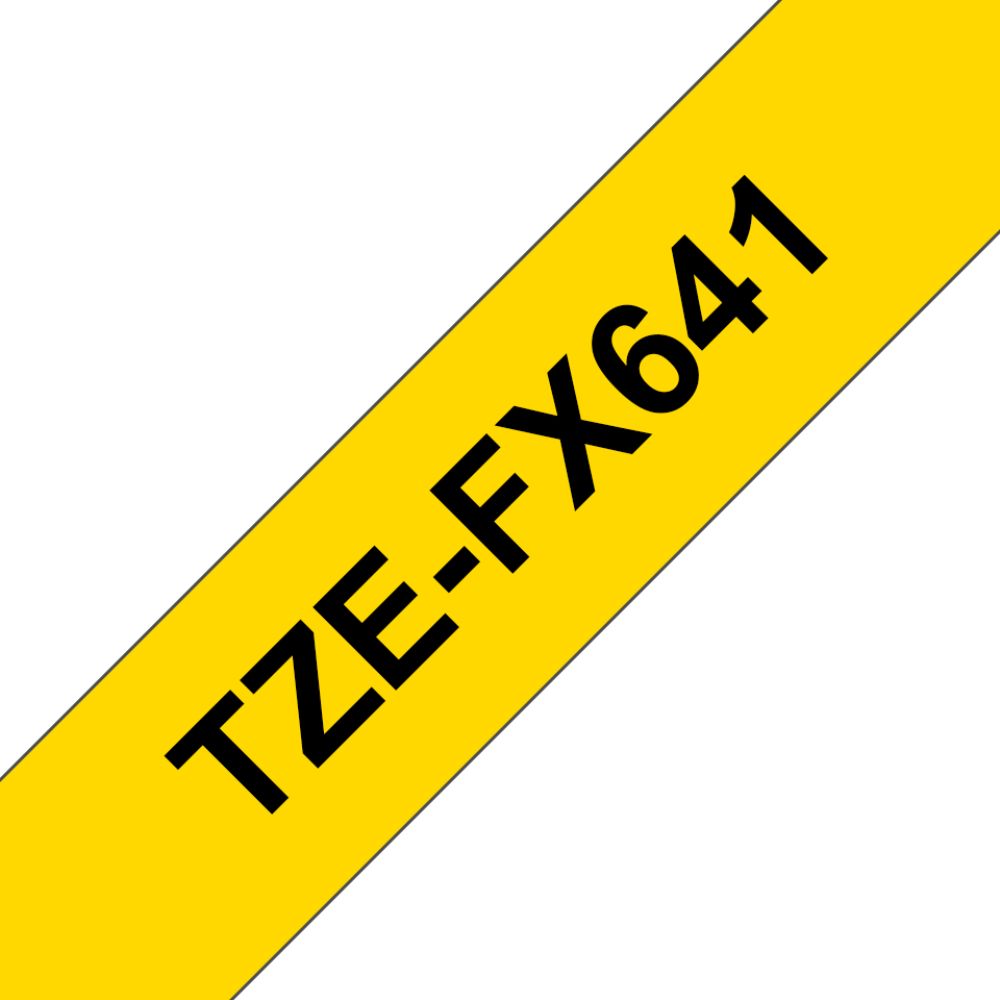 Fita Original Brother TZeFX641 Laminada Flexível Texto Preto em Fundo Amarelo 18mm x 8 metros - Image 2
