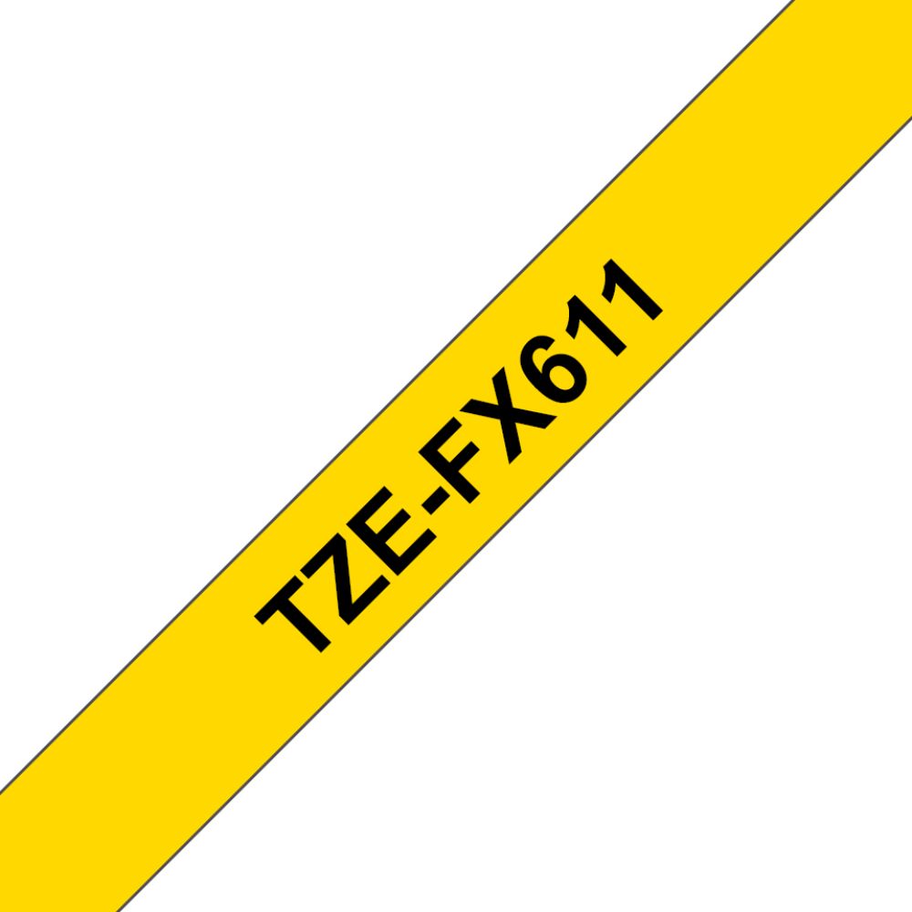 Fita Original Brother TZeFX611 Laminada Flexível Texto Preto em Fundo Amarelo 6mm x 8 metros - Image 4