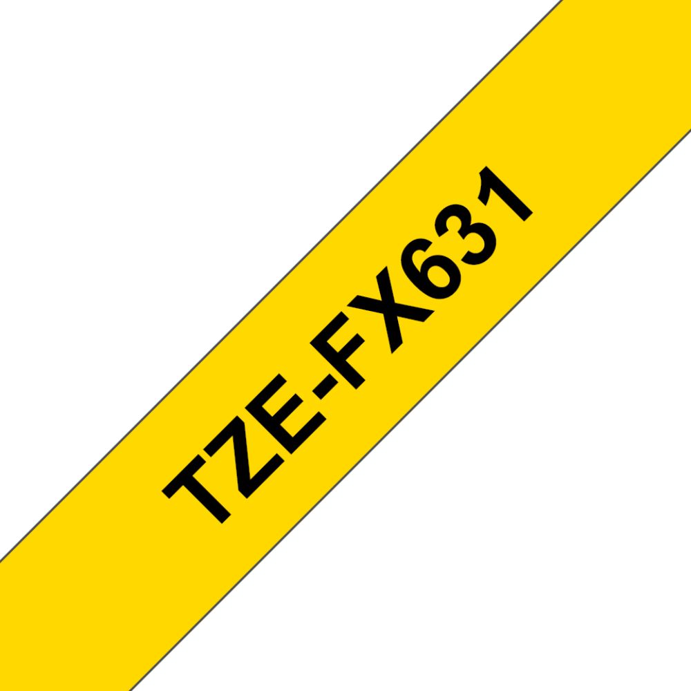 Fita Original Brother TZeFX631 Laminada Flexível Texto Preto em Fundo Amarelo 12mm x 8 metros - Image 2