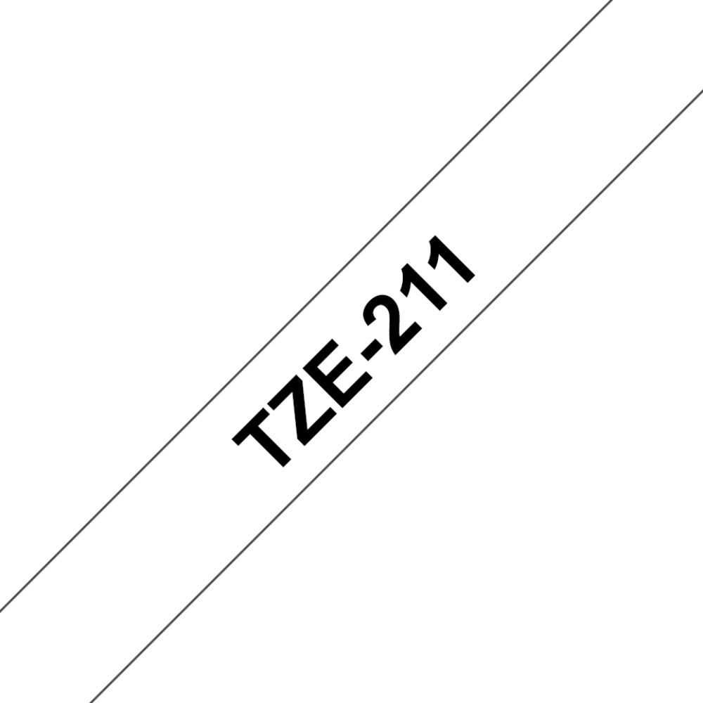 Fita Original Brother TZeS211 Laminada Super Adesiva Texto Preto em Fundo Branco 6mm x 8 metros - Image 2