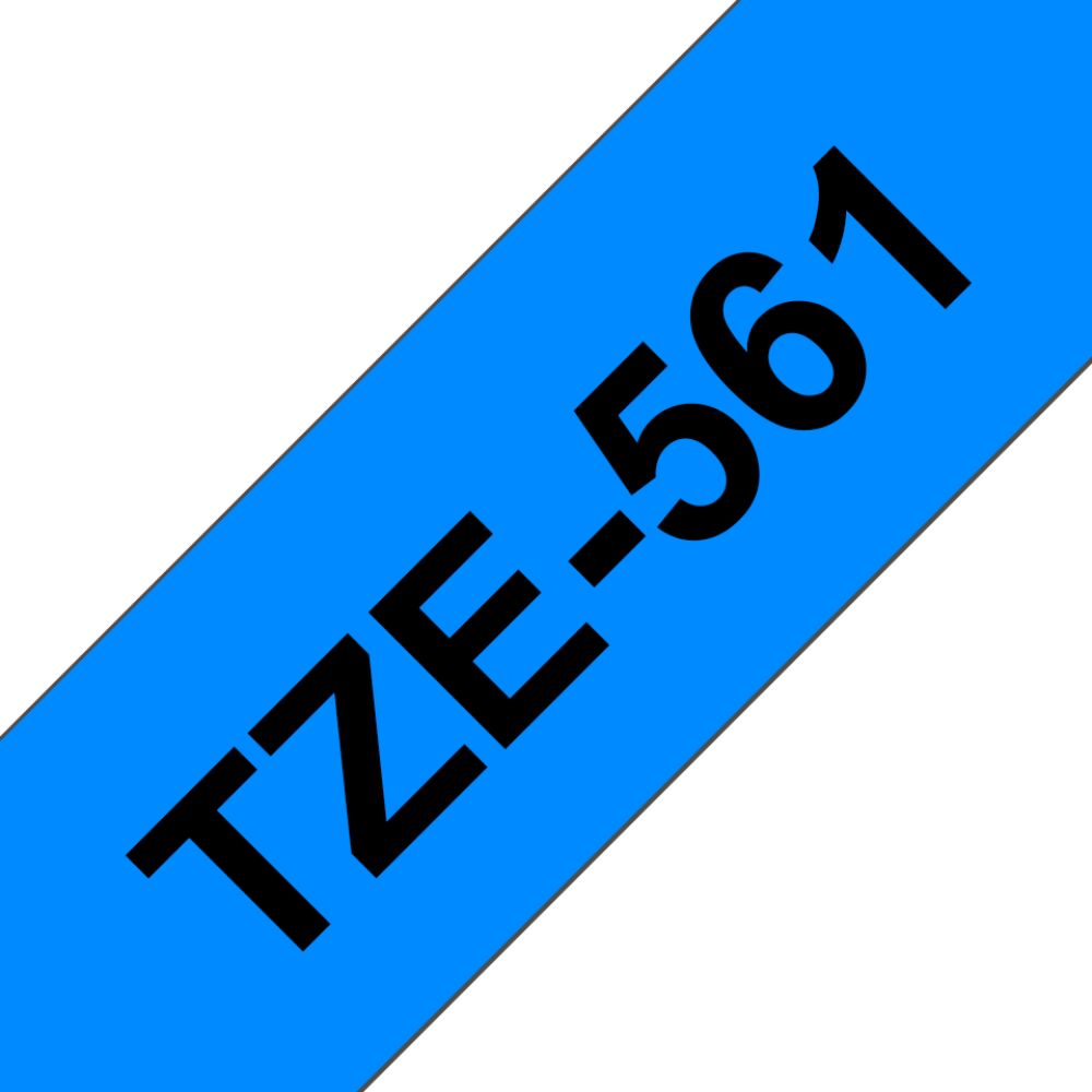 Fita Original Brother TZe561 Laminada Texto Preto em Fundo Azul 36mm x 8 metros - Image 2