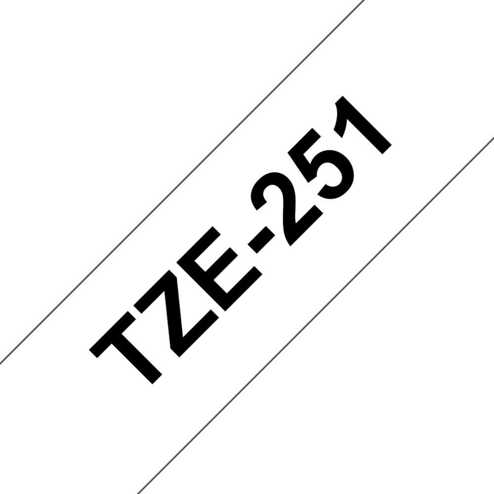 Fita Original Brother TZe-251 Laminada Texto Preto em Fundo Branco 24mm x 8 metros - Image 2